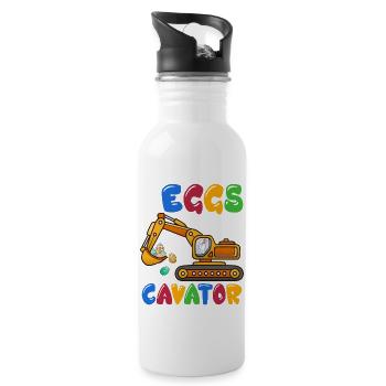Funny EggsCavator Happy Easter Excavator Egg Kids - Water bottle with straw - white - Right