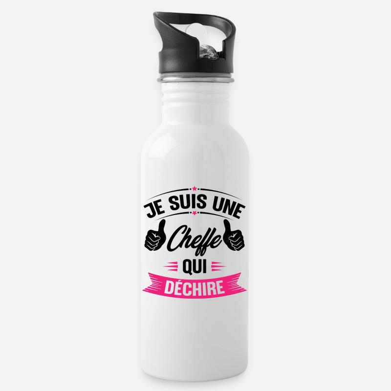 Je suis une cheffe qui déchire - Gourde avec paille intégrée - blanc