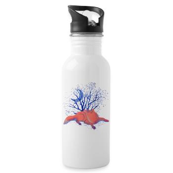 Moon Dreams Under Blue Tree - Water bottle with straw - white - Right