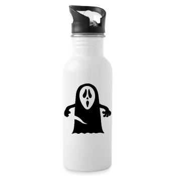 Boo Gesicht - Trinkflasche mit integriertem Trinkhalm - Weiß - Rechts