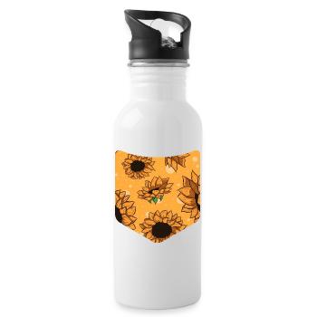 Fleurs de jardin Cadeau Poche de poitrine Tournesol - Gourde avec paille intégrée - blanc - Droite