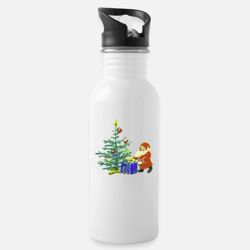 Père Noël - Gourde avec paille intégrée - blanc