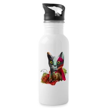 Katze - Animal Illustration - Trinkflasche mit integriertem Trinkhalm - Weiß - Rechts
