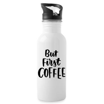 Aber erster Kaffee - Trinkflasche mit integriertem Trinkhalm - Weiß - Rechts
