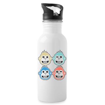 4 happy monkeys - Water bottle with straw - white - Right