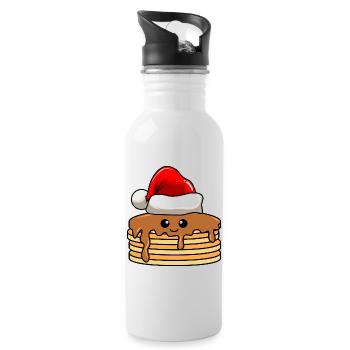 Pancake Weihnachten Comic Xmas - Trinkflasche mit integriertem Trinkhalm - Weiß - Rechts