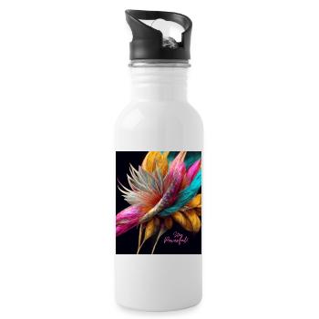 Sei stark - ein motivierender Slogan für außergewöhnliche Menschen - Trinkflasche mit integriertem Trinkhalm - Weiß - Rechts