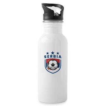 Serbia National Soccer Team Football Flag - Water bottle with straw - white - Right