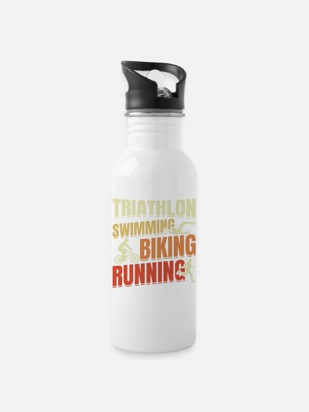 Triathlon Wiederholen - Trinkflasche mit integriertem Trinkhalm - Weiß