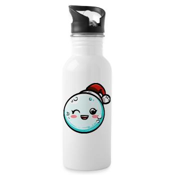 Boule de neige avec chapeau de Noël #4/9 - Gourde avec paille intégrée - blanc - Droite