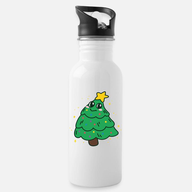 Arbre de Noël - Gourde avec paille intégrée - blanc