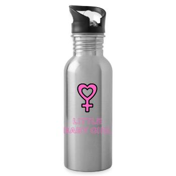 Baby Ankündigung - Mädchen - Schwangerschaft - Trinkflasche mit integriertem Trinkhalm - Lightsilver - Rechts