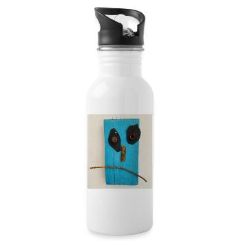 UNHAPPY - Trinkflasche mit integriertem Trinkhalm - Weiß - Rechts