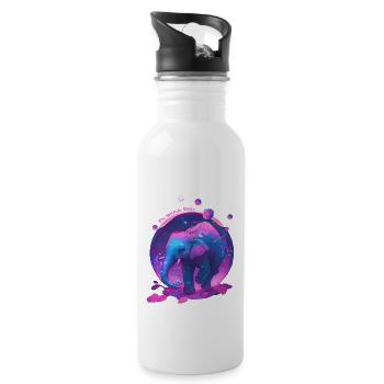 The Wildlife Kings - The Elephant Bubble - Trinkflasche mit integriertem Trinkhalm - Weiß - Rechts
