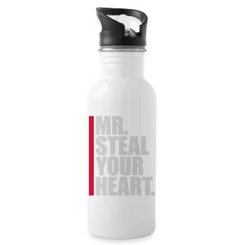 mr steal your heart - Water bottle with straw - white - Right