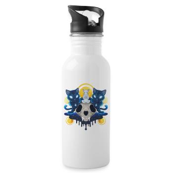 Nezumi Sensei: Zen Ninja Mouse and Guardian Cats - Water bottle with straw - white - Right
