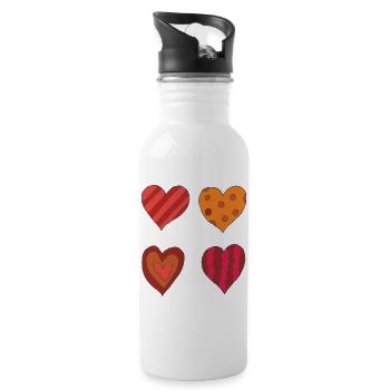 Heart variation 4er - Water bottle with straw - white - Right