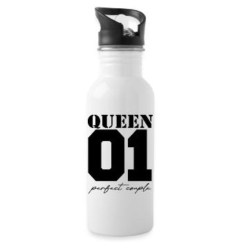 King and Queen Queen couple black - Water bottle with straw - white - Right
