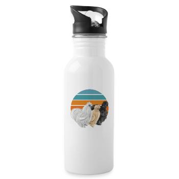 Seidenhühner Großfamilie Seidenhuhn Züchterin - Trinkflasche mit integriertem Trinkhalm - Weiß - Rechts