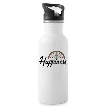 Pizza makes you happy - Water bottle with straw - white - Right