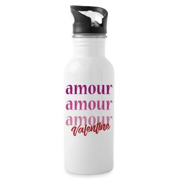 t-shirt amour Valentine's Day 14 february love love - Water bottle with straw - white - Right