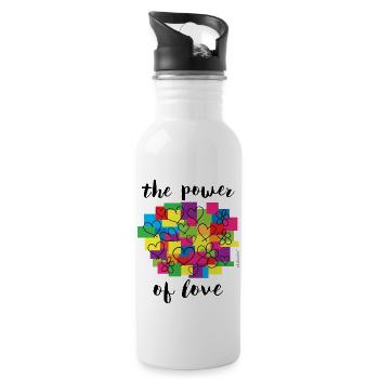 Die Macht der Liebe - Trinkflasche mit integriertem Trinkhalm - Weiß - Rechts