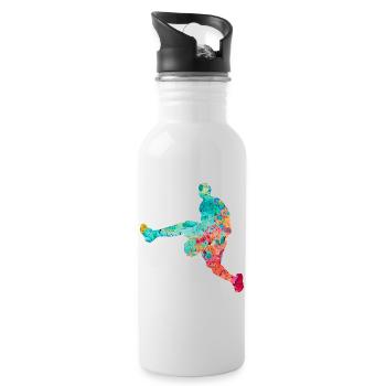 Basketballspieler - PopArt - Trinkflasche mit integriertem Trinkhalm - Weiß - Rechts