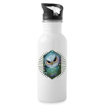 Niedliche Eule die Vögel der Nacht - Trinkflasche mit integriertem Trinkhalm - Weiß - Rechts
