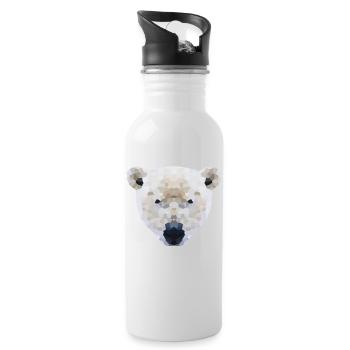 Eisbär Low Poly – International Polar Bear Day - Water bottle with straw - white - Right