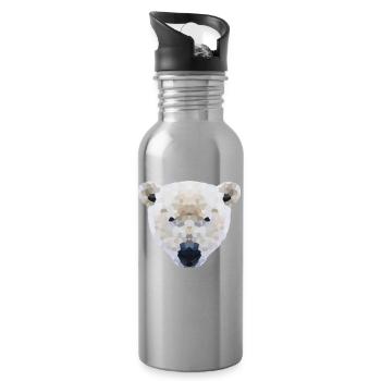 Eisbär Low Poly – International Polar Bear Day - Trinkflasche mit integriertem Trinkhalm - Lightsilver - Rechts