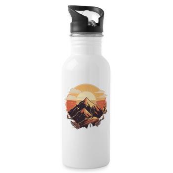 Hiking Mountain Mountains Mountaineering Climbing Nature - Water bottle with straw - white - Right