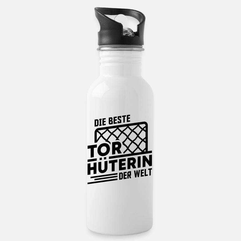 Beste Torhüterin (Schriftzug) - Trinkflasche mit integriertem Trinkhalm - Weiß