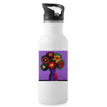 Blumenstrauß in der Vase - Trinkflasche mit integriertem Trinkhalm - Weiß - Rechts