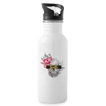 Skull, roses, beam inscription "truth" on the back - Water bottle with straw - white - Right