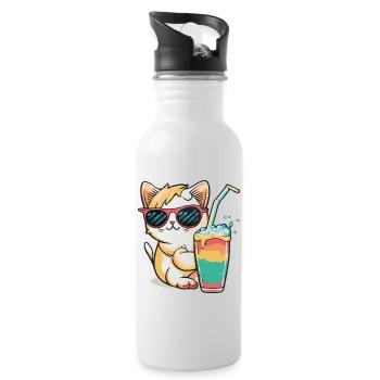 A cat lover's dream - Water bottle with straw - white - Right