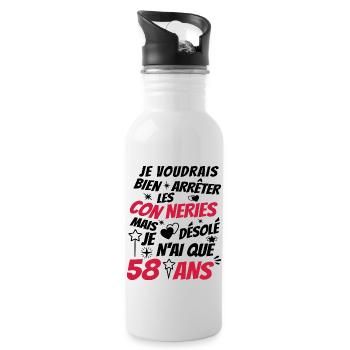 conneries 58 ans / cadeau anniversaire 58 ans - Gourde avec paille intégrée - blanc - Droite