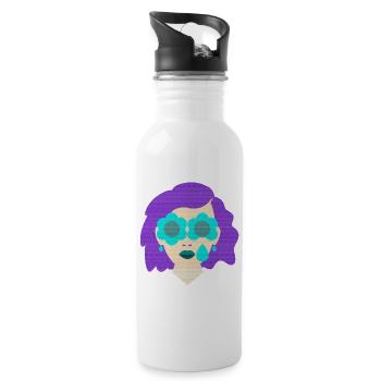 Mrs. Tear Flowers vintage graphic - Water bottle with straw - white - Right
