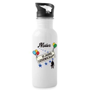 Maler Jubiläum 10 Jahre 10. jähriges bester 10th - Trinkflasche mit integriertem Trinkhalm - Weiß - Rechts