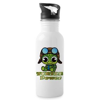 Turtle Power - Trinkflasche mit integriertem Trinkhalm - Weiß - Rechts