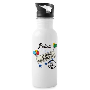 Polier Jubiläum 10 Jahre 10. jähriges bester 10th - Trinkflasche mit integriertem Trinkhalm - Weiß - Rechts
