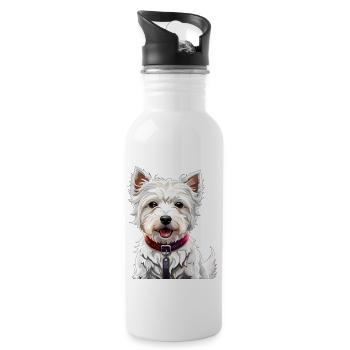 West Highland White Terrier - Westie - Water bottle with straw - white - Right