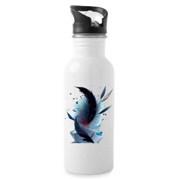 Eis Federn - Trinkflasche mit integriertem Trinkhalm - Weiß - Rechts