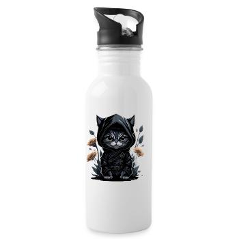 Go on adventures with the ninja cat - Water bottle with straw - white - Right