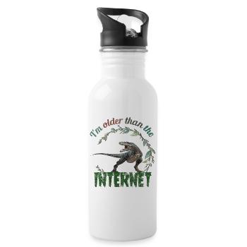 I’m older than the Internet + Dinosaur retro - Trinkflasche mit integriertem Trinkhalm - Weiß - Rechts