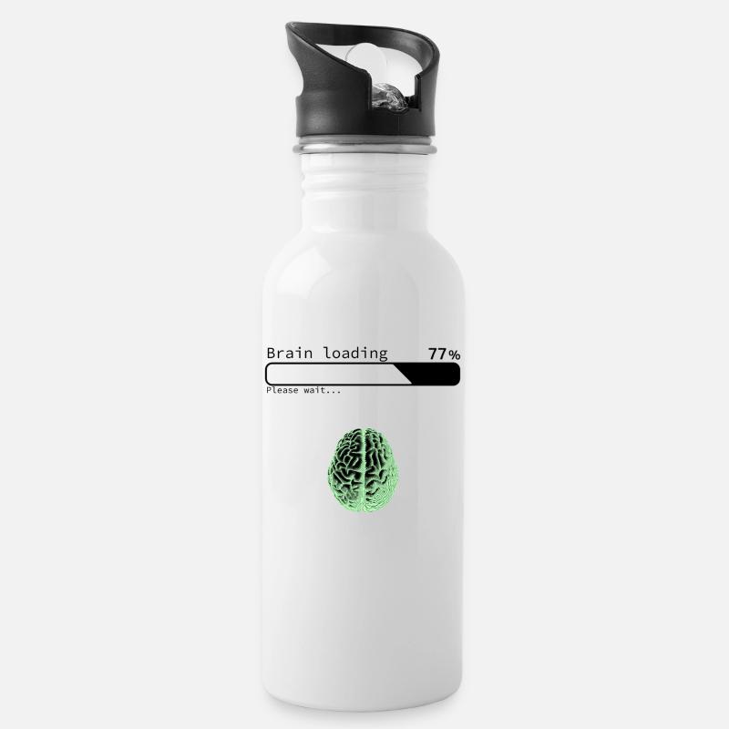 Brain Loading - Water bottle with straw - white