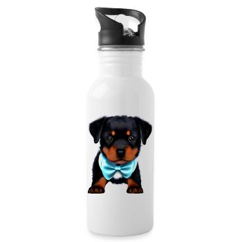 Chiot Rottweiler Chien Rottweiler Puppy Dogs - Gourde avec paille intégrée - blanc - Droite