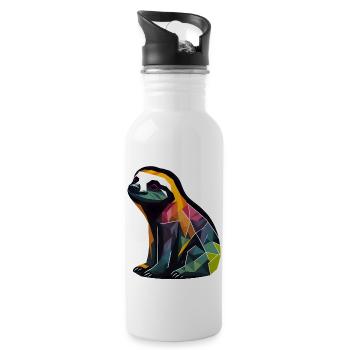 Geometric Sloth - Water bottle with straw - white - Right