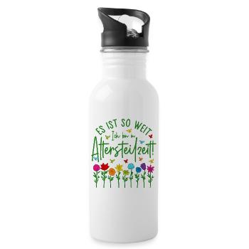 Es ist so weit Ich bin in Altersteilzeit - Blumen - Trinkflasche mit integriertem Trinkhalm - Weiß - Rechts
