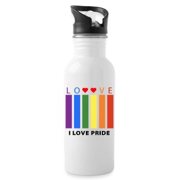 J’adore le T-shirt coloré Pride pour les événements LGBT - Gourde avec paille intégrée - blanc - Droite