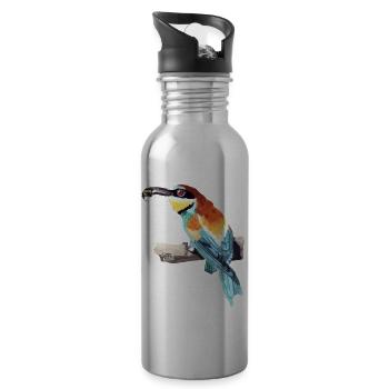 Bienenfresser Paar Teil 2 - Trinkflasche mit integriertem Trinkhalm - Lightsilver - Rechts